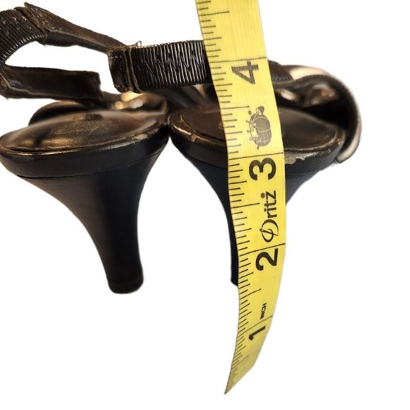 Etienne Aigner Coleus Shoes Open Toe Slingback Heels Shoes Black White WomSize 8 - Picture 10 of 10